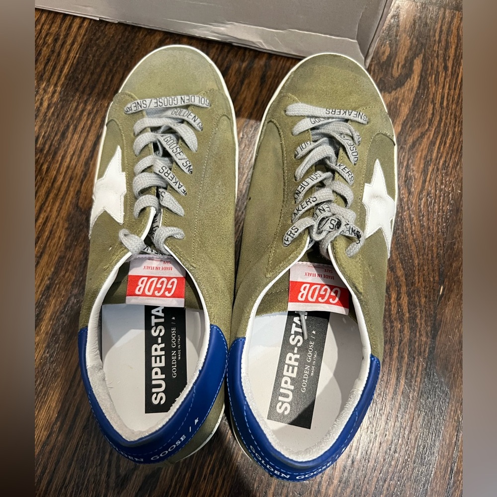 Golden Goose Green Navy and White Distressed Sneakers - new with tags and box